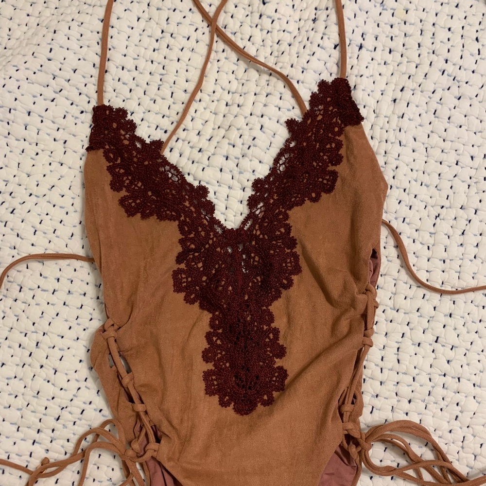 Blue life one piece bathing suit